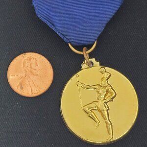 Majorette Marching Baton Twirling Medal Ribbon Award Vintage Blue Pin